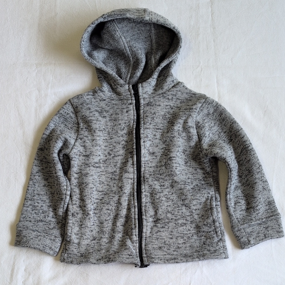 joe fresh active gray marl plush knit fleece zip-up hoodie sweatshirt 3T boys